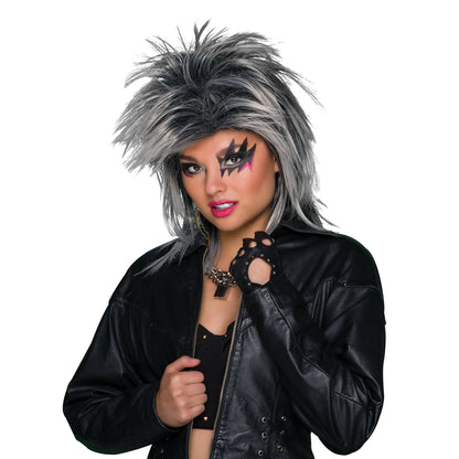 Tina Turner Two Tone Wig Grey Black Punk Hair 1