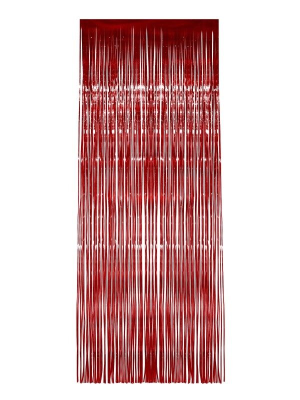 Tinsel Curtain Red Christmas Party Decoration Shimmer 91 x 244cm 1