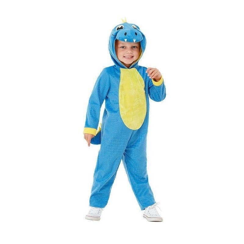 Toddler Dinosaur Costume Blue Hooded Jumpsuit with Tail 1