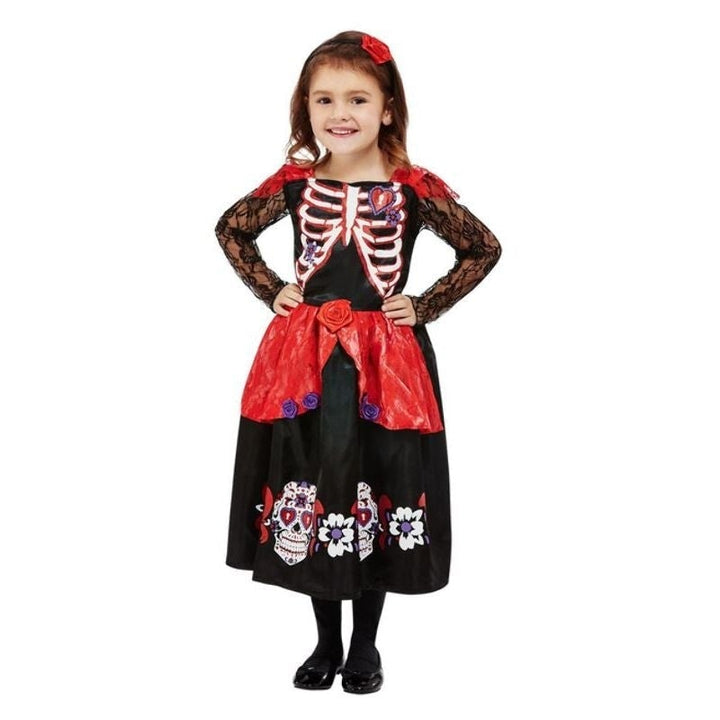 Toddler Girl Day Of The Dead Costume Black_1