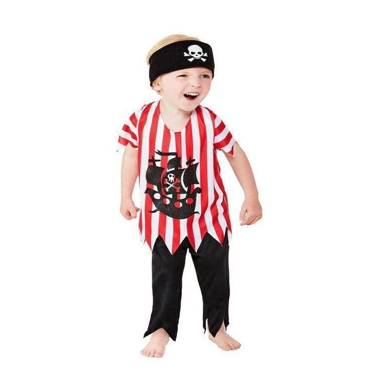 Toddler Jolly Pirate Costume Striped Top Black Trousers Bandana 1