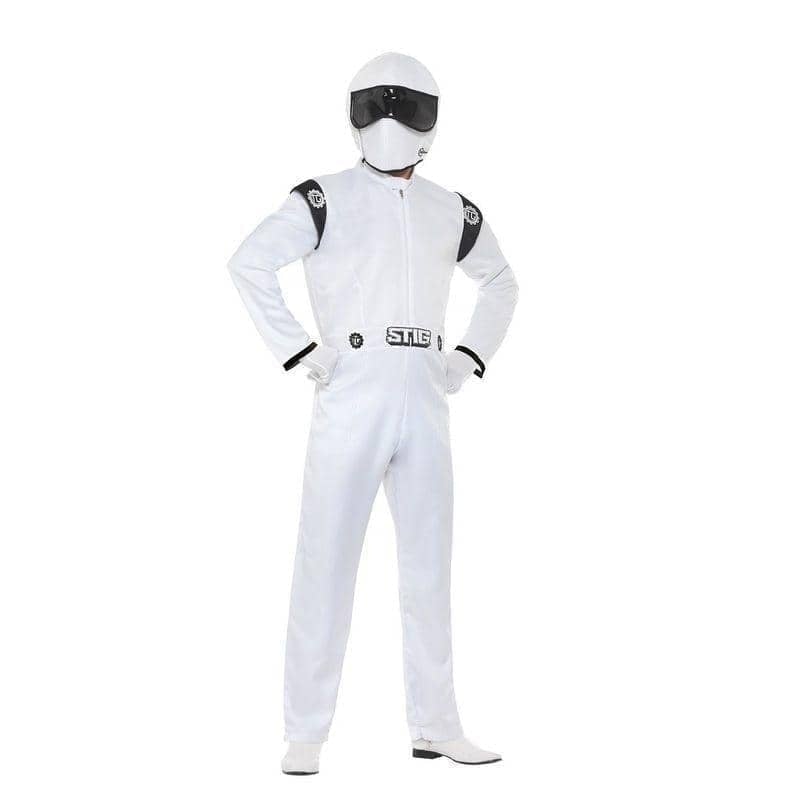 Top Gear The Stig Racing Driver Costume Adult White Jumpsuit_1