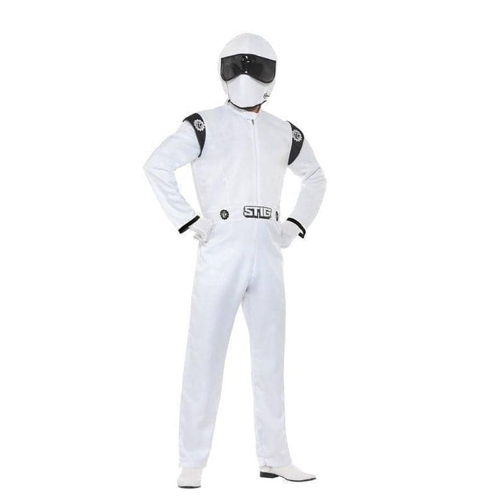 Top Gear The Stig Racing Driver Costume Adult White Jumpsuit_1
