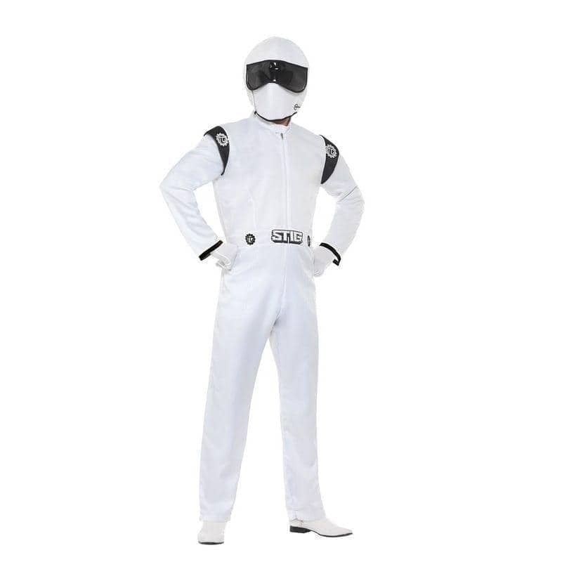 Top Gear The Stig Racing Driver Costume Adult White Jumpsuit 1