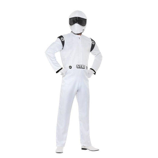 Top Gear The Stig Racing Driver Costume Adult White Jumpsuit 1