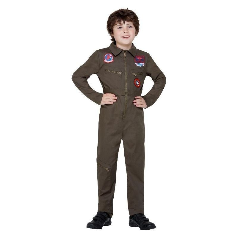 Top Gun Costume Khaki Kids Jumpsuit with Badges 1
