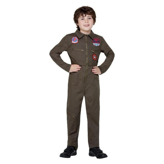Top Gun Costume Khaki Kids Jumpsuit with Badges 1