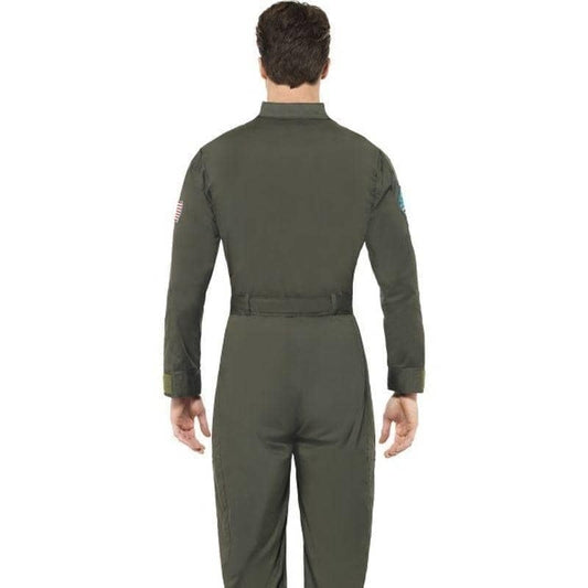 Top Gun Deluxe Male Costume Adult Green Jumpsuit Sunglasses Dog Tags 2