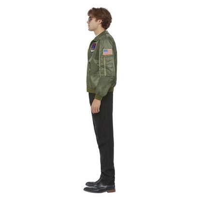 Top Gun Maverick Bomber Jacket Costume Green with Applique Badges 3