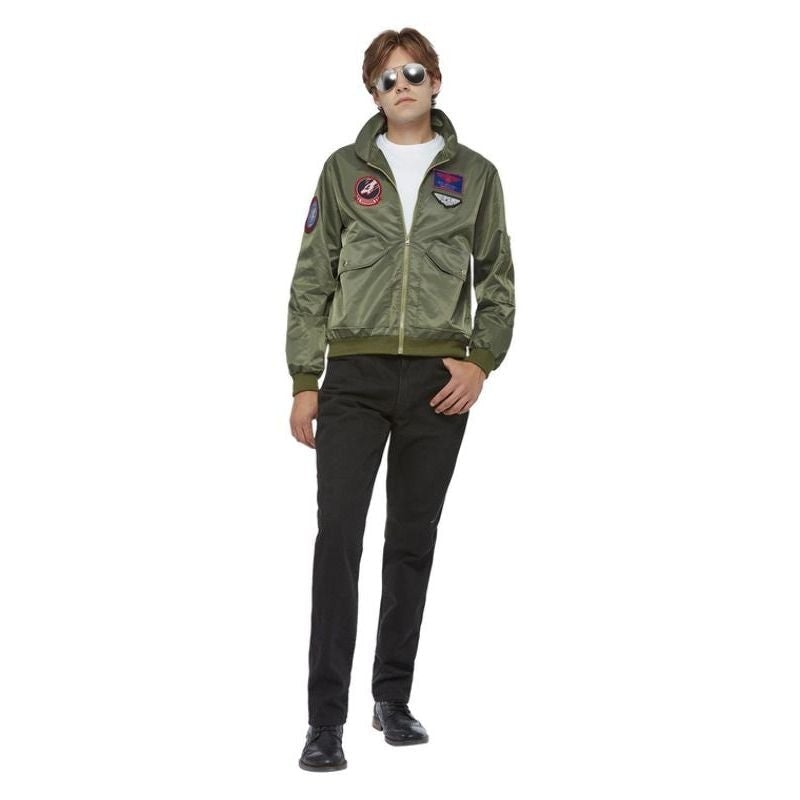 Top Gun Maverick Bomber Jacket Costume Green with Applique Badges 1
