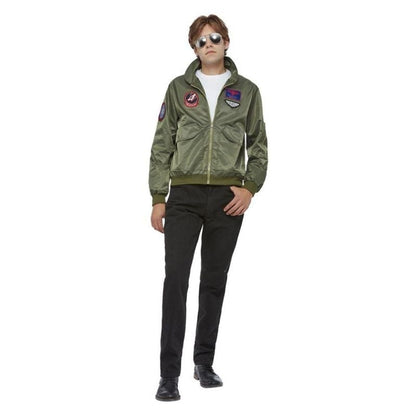Top Gun Maverick Bomber Jacket Costume Green with Applique Badges 1