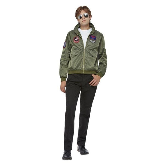 Top Gun Maverick Bomber Jacket Costume Green with Applique Badges 1