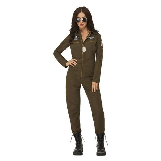 Top Gun Maverick Ladies Aviator Jumpsuit Costume Green 1