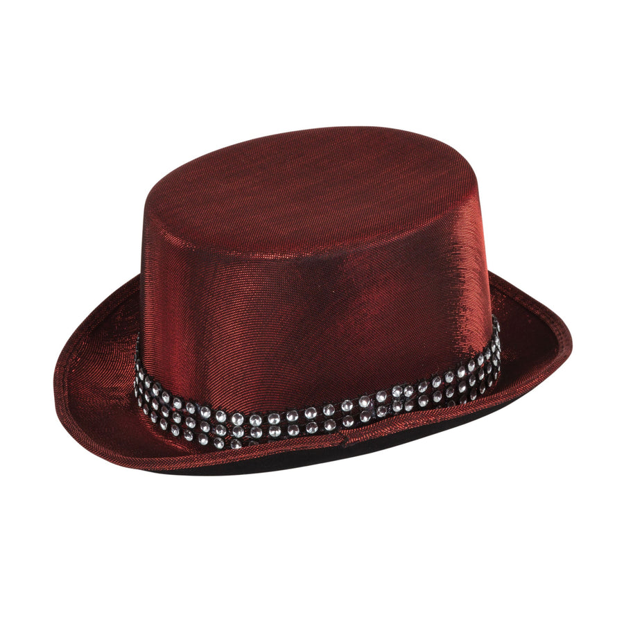 Top Hat Red " Metallic" Look With Band Hats_1