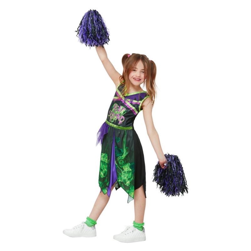 Toxic Cheerleader Costume Child Black Dress with Pom Poms 1