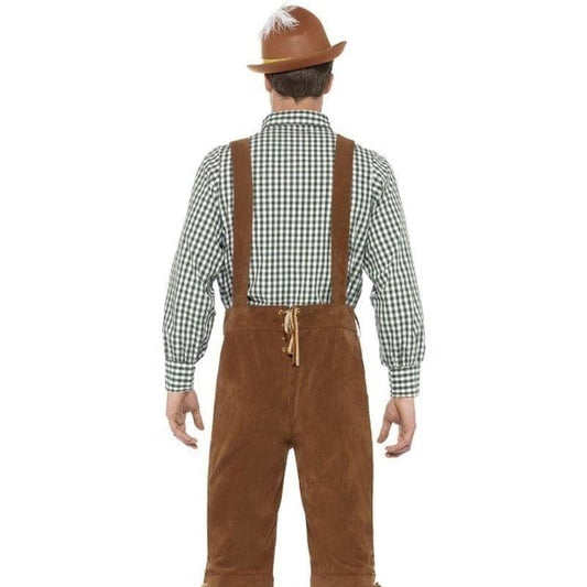 Traditional Deluxe Hanz Bavarian Costume Adult Brown Lederhosen Green Shirt 2