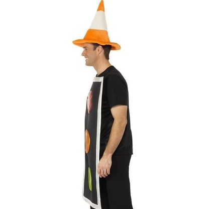 Traffic Light Costume Adult Black Tabard Orange Hat 3