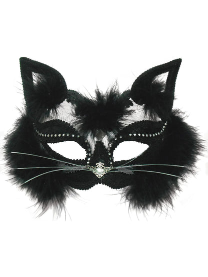 Transparent Black Cat Mask with Fur 2