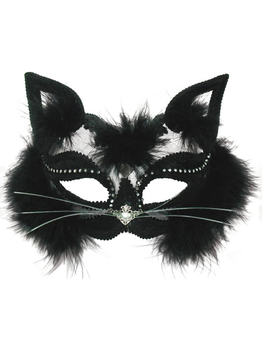 Transparent Black Cat Mask with Fur 2