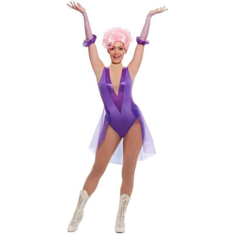 Trapeze Artist Costume Adult Purple Bodysuit Gloves 1