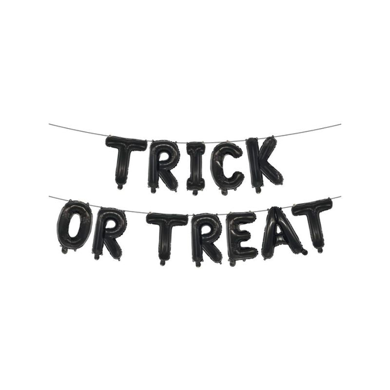 Trick or Treat Foil Balloon Letter Garland All Black_1 sm-52952