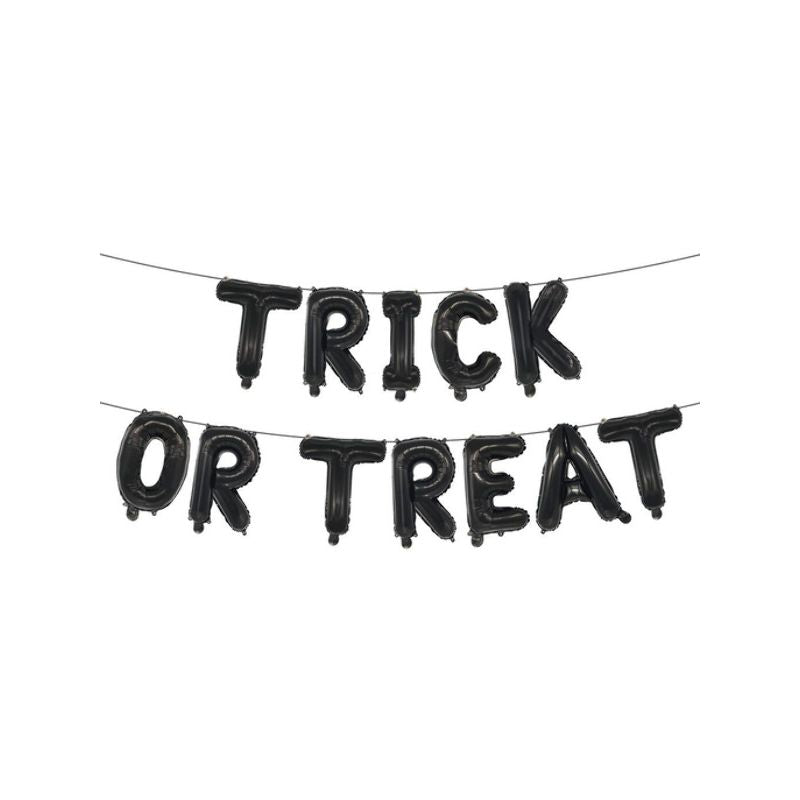 Trick or Treat Foil Balloon Letter Garland All Black 1