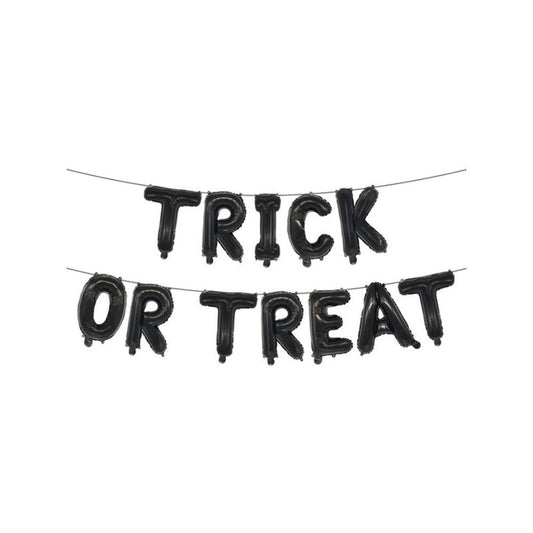 Trick or Treat Foil Balloon Letter Garland All Black 1