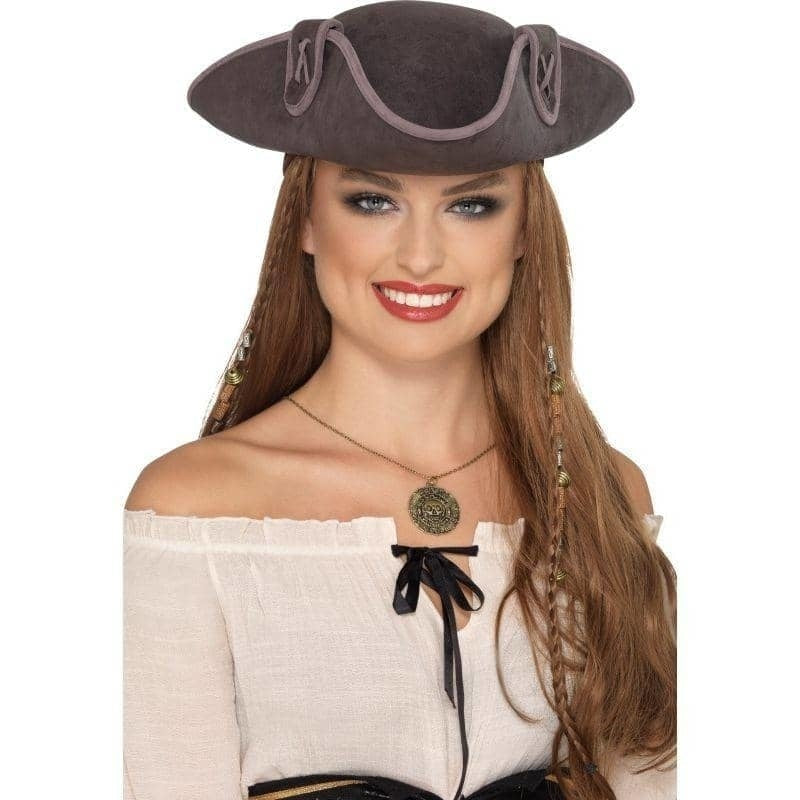 Tricorn Pirate Captain Hat Adult Grey_1