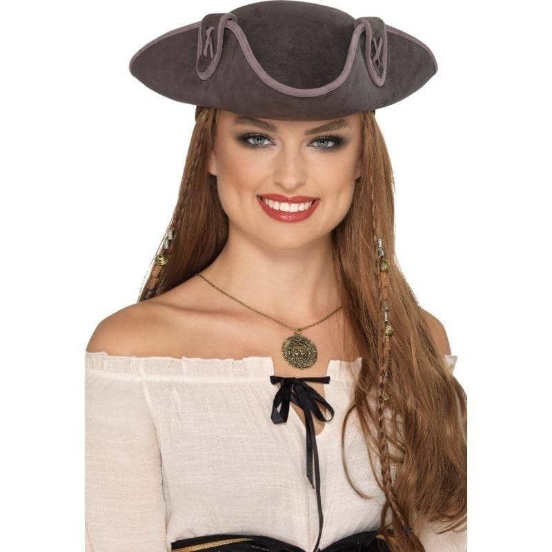 Tricorn Pirate Captain Hat Adult Grey 1