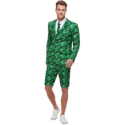Tropical Palm Tree Suit Adult Green Jacket Shorts Tie 1