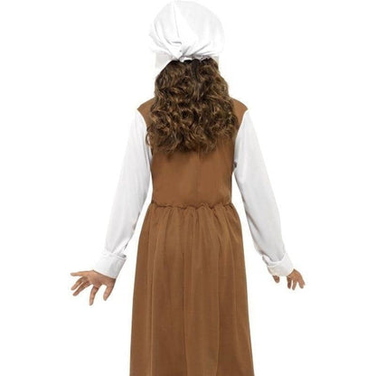 Tudor Girl Costume Brown Dress White Hat and Mock Apron 2