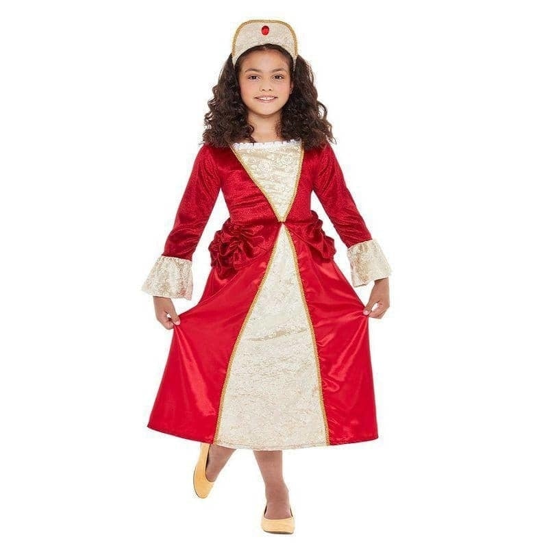 Tudor Princess Costume Child Red and Gold Dress and Headpiece 1