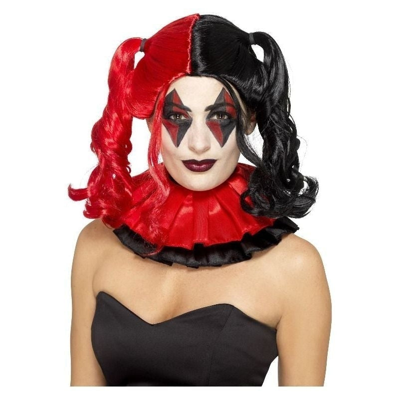 Twisted Harlequin Wig Adult Black Red 2