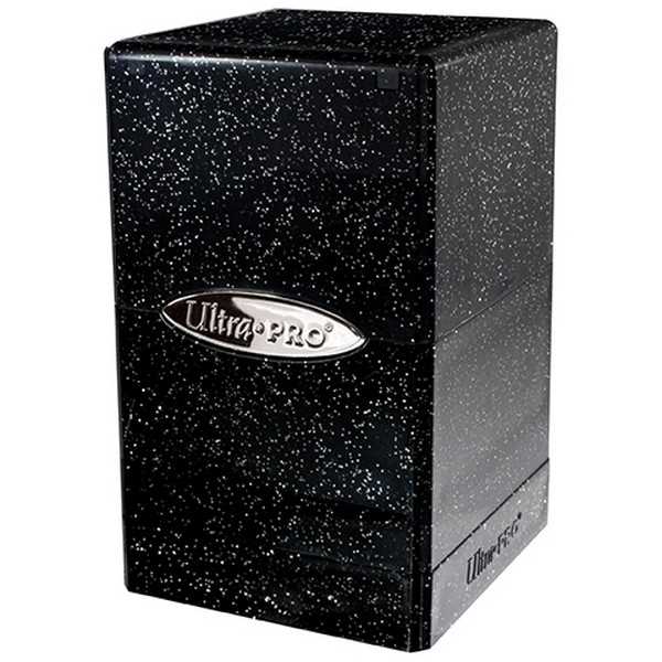 Satin Tower Deck Box Glitter Black Card Sleeve by Ultra Pro 1