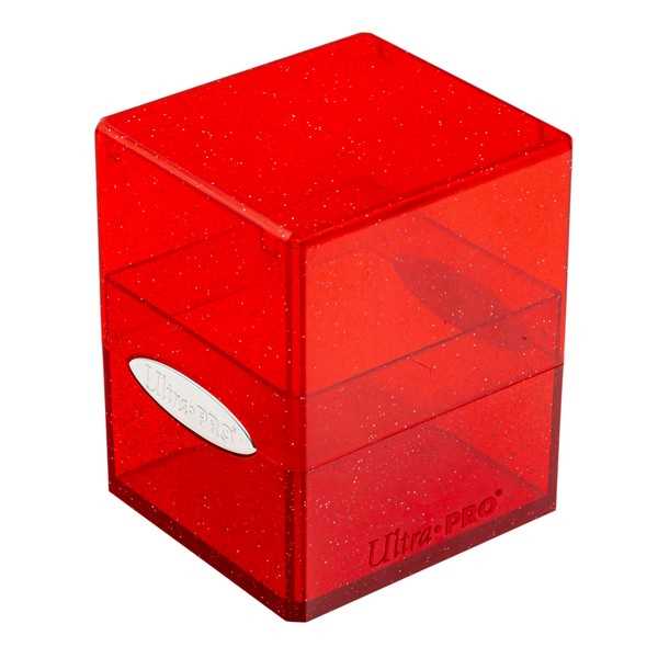 Satin Cube Deck Box - Glitter Red 1