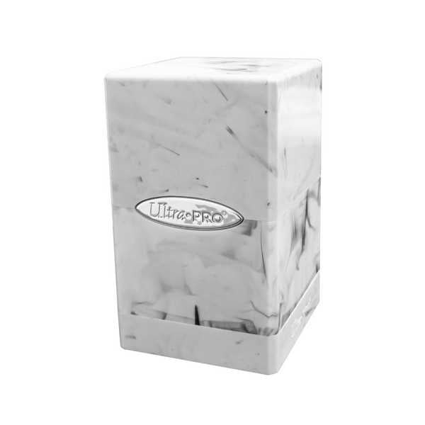 Marble Satin Tower Deck Box - White / Black 1