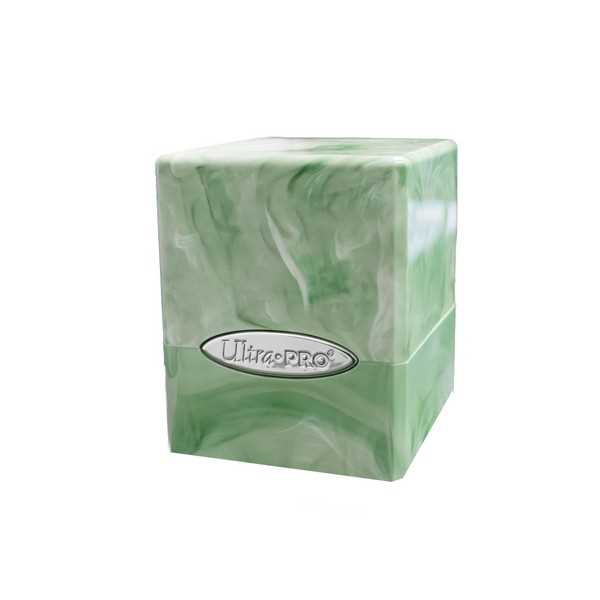 Marble Satin Cube Deck Box - Lime Green / White 1