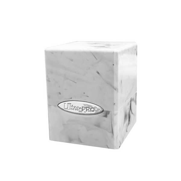 Marble Satin Cube Deck Box - White / Black 1