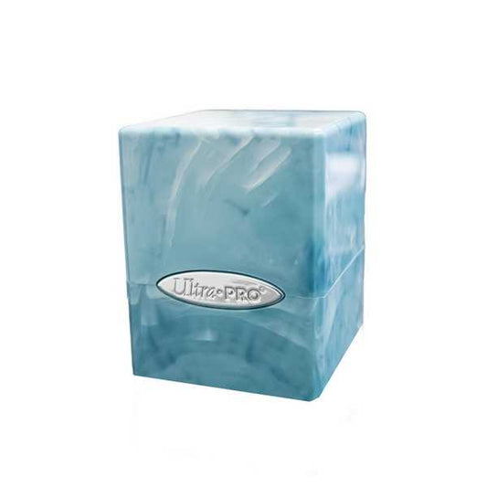 Marble Satin Cube Deck Box - Light Blue / White 1