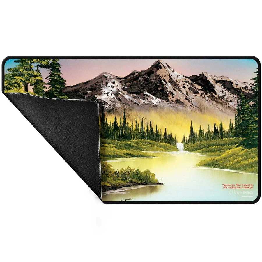 Bob Ross Mountain Retreat Black Stitched Playmat 2
