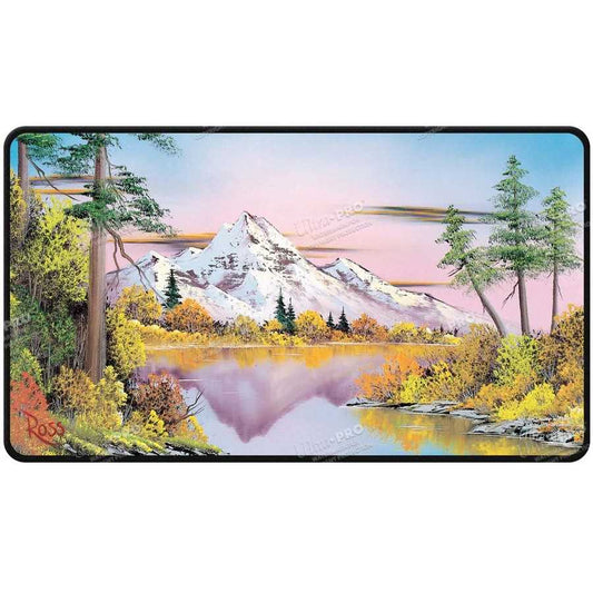 Bob Ross Mighty Mountain Lake Black Stitched Playmat 1
