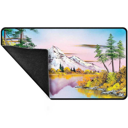 Bob Ross Mighty Mountain Lake Black Stitched Playmat 2