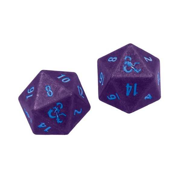 D&D Phandelver Campaign 2D20 Heavy Metal Dice - Royal Purple and Sky Blue