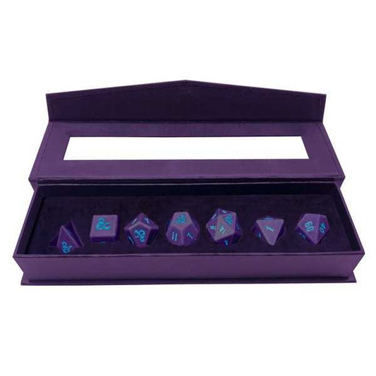 D&D Phandelver Campaign 7RPG Heavy Metal Dice - Royal Purple and Sky Blue 1