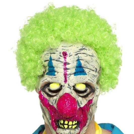 UV Black Light Clown Mask Adult White Green 1