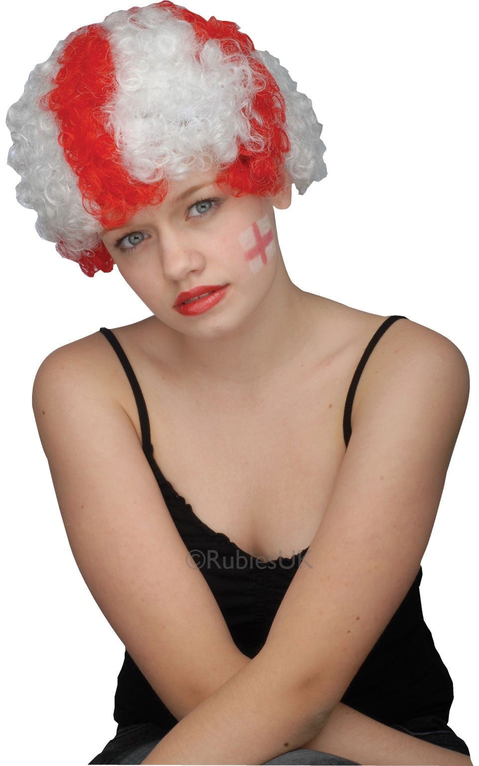 Uk Sports Fanatic Wig Red White 1