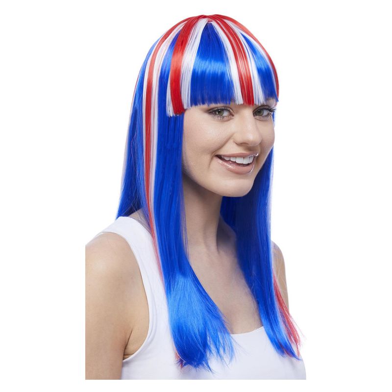 Union Jack Glamourama Wig Adult Blue White Red 1