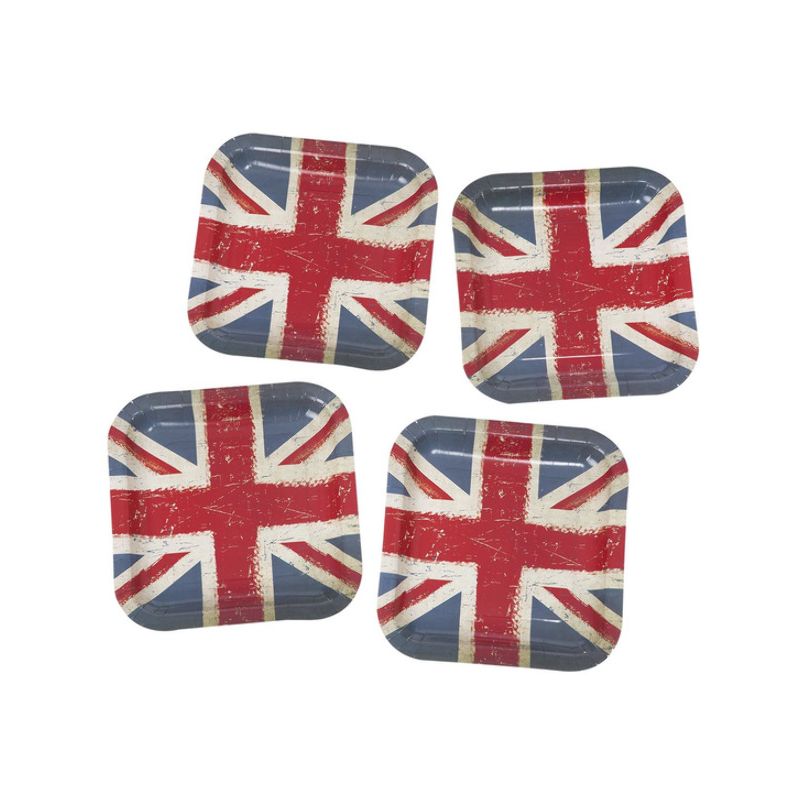 Union Jack Vintage Print Paper Plates Adult White 1