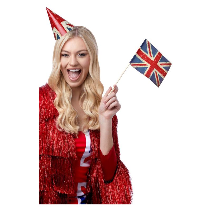 Union Jack Vintage Style Print Handheld Flags Adult White 1