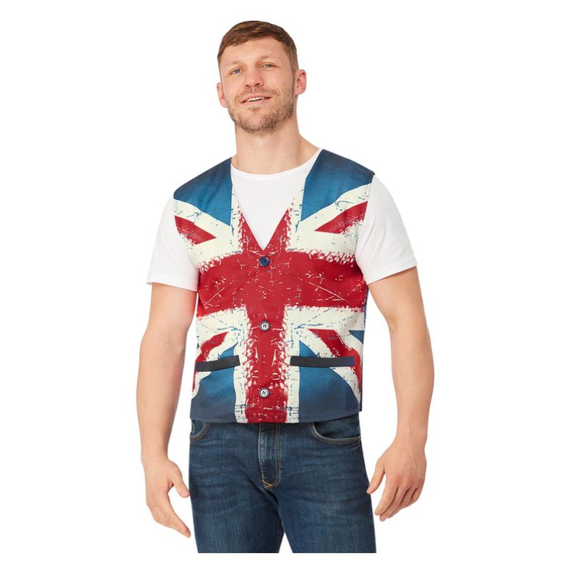 Union Jack Waistcoat Adult Vintage Style Print 1